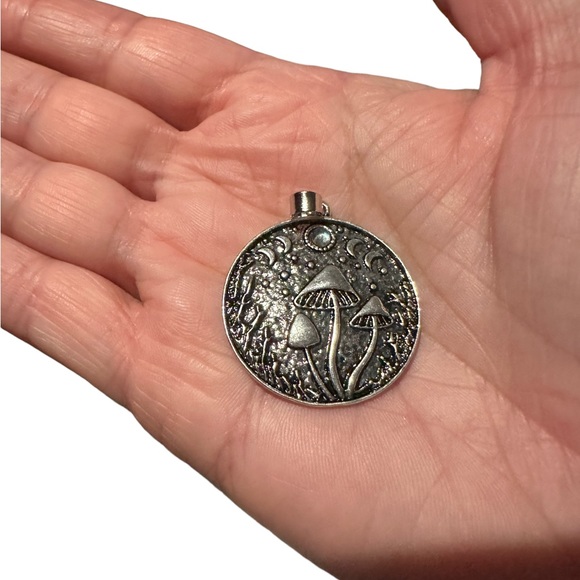 Silver Mushroom Pendant Necklace - Picture 4 of 5
